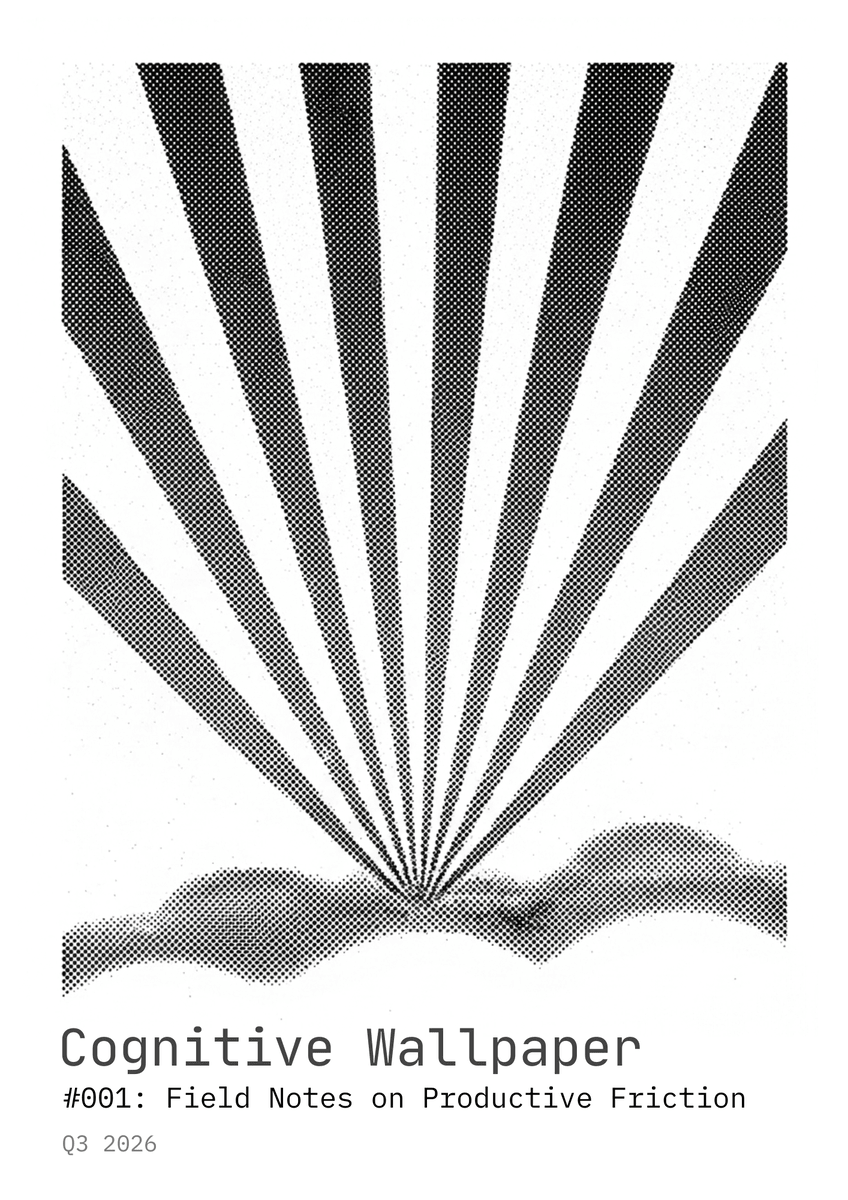 Halftone radiating-line cover design for Cognitive Wallpaper Issue 001